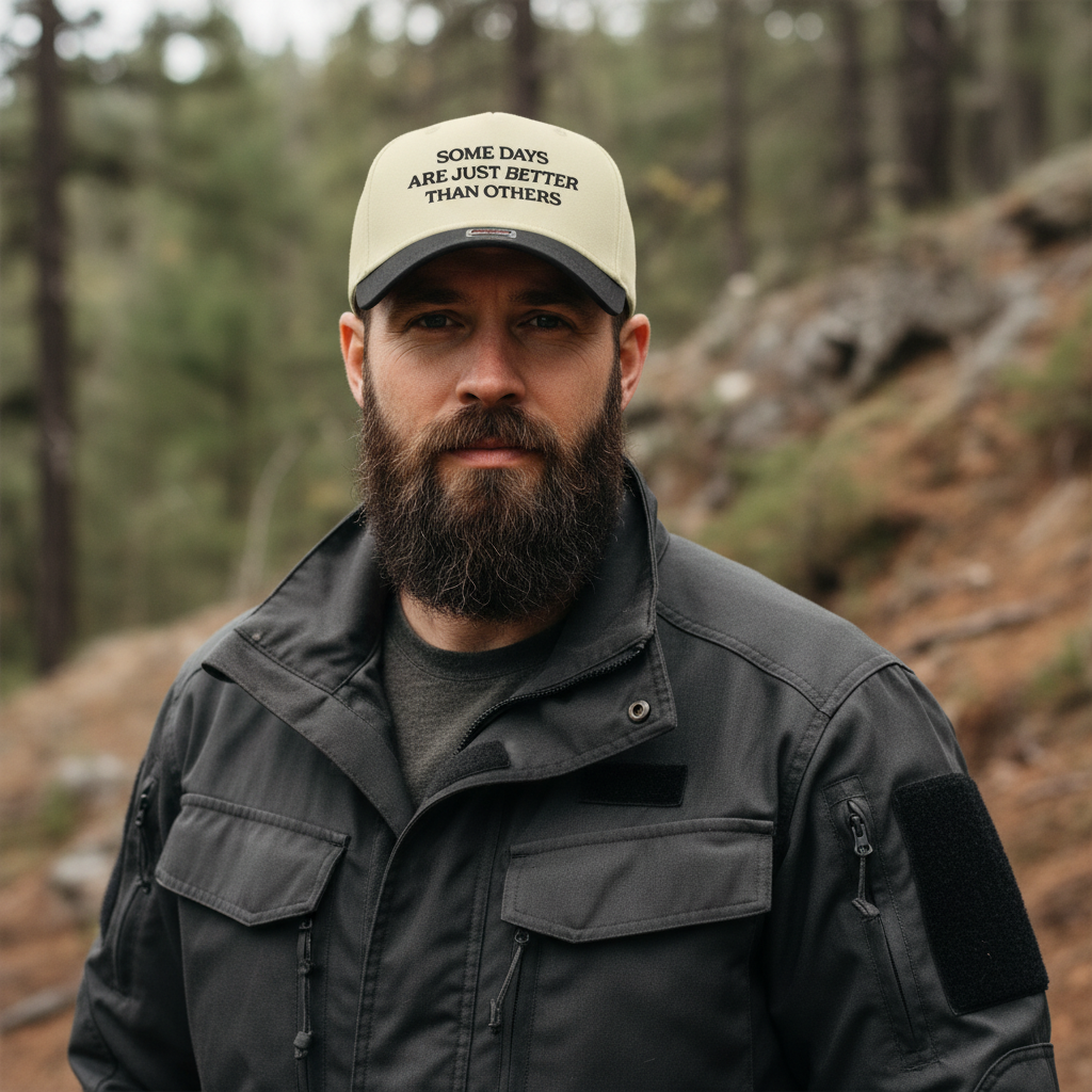 Beige and black cap with 'Some days are just better than others' text and Otto label.